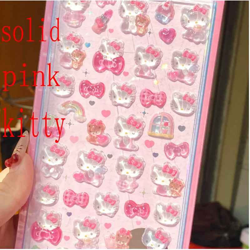 Stile Anime Sanrio Kuromi Hellokitty Hangyodon Cinnamoroll 3D Adesivo gelatina trasparente Adesivi decorativi in cristallo Custodie giocattolo fai da te