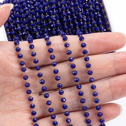 1Meter Royal Blue Crystal Stone Stainless Steel Chain Pink Beaded Chains for Necklace Bracelet Anklet Chain Jewelry Making DIY