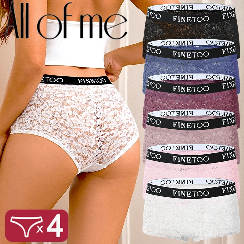4er-Set Damen Spitzen-Blumen-Boyshorts, sexy transparente Unterwäsche, Mädchen Low Waist Hollow Out Höschen, atmungsaktive Dessous