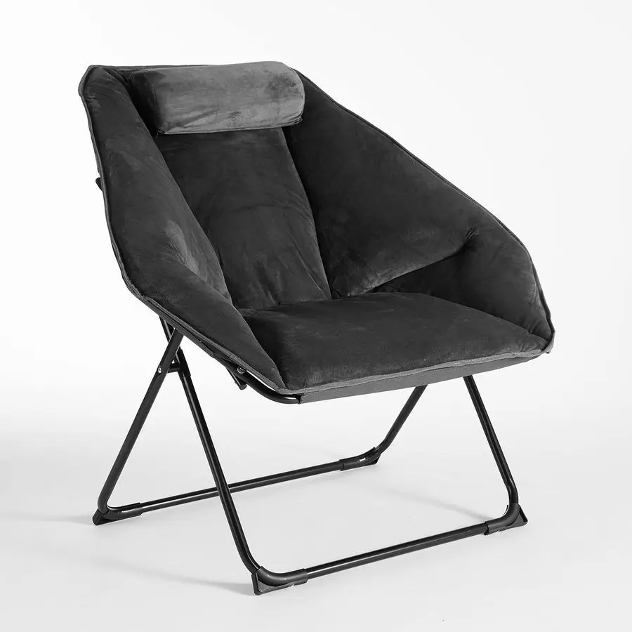 

Modern 16 Grey Micromink Saucer Chair Comfort Lounge Seating Soft Plush Accent Furniture Home Decor Living Room Bedroom Dorm Cha