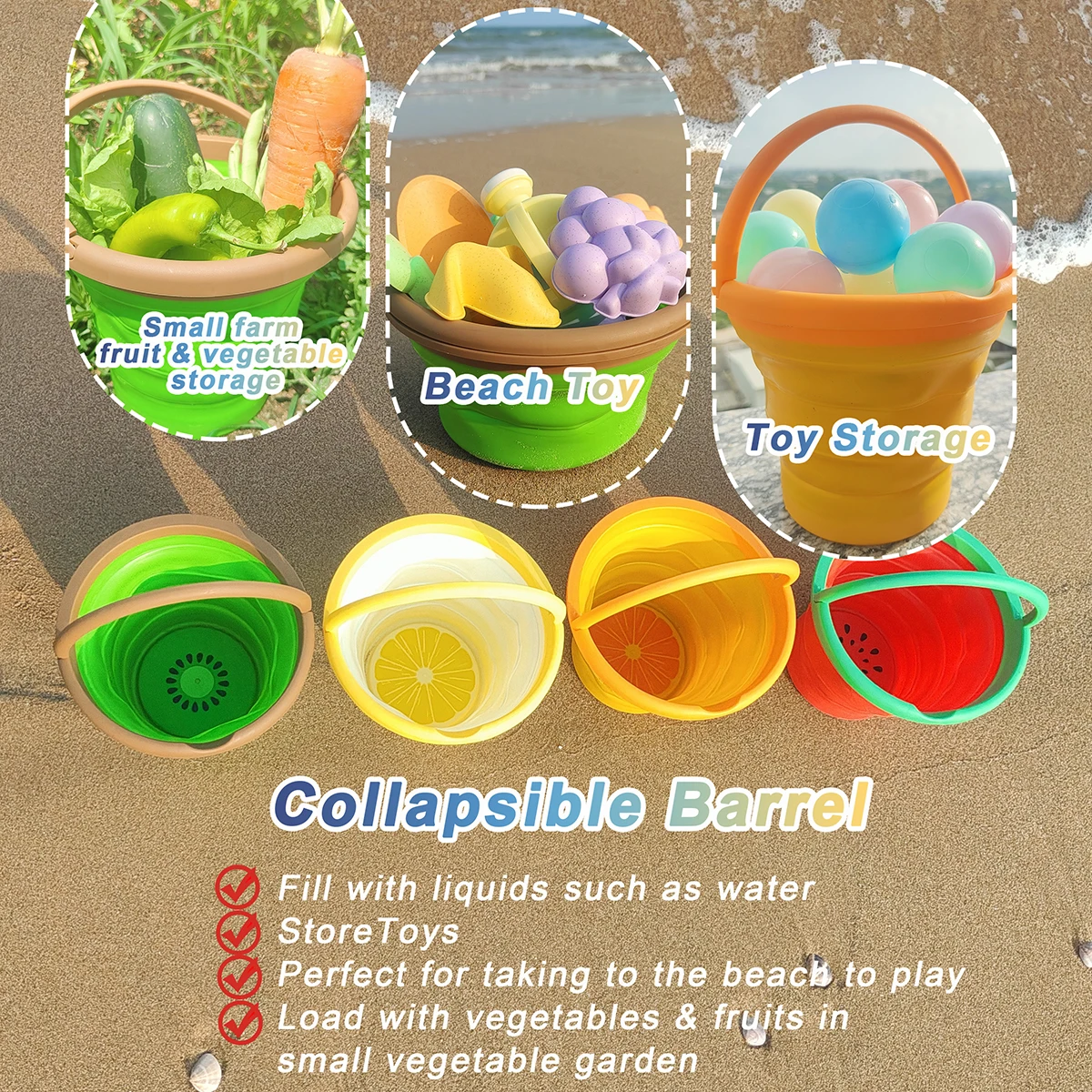 1/11PCS Children Fruit Beach Toy Summer Outdoor Games Sand Play Bucket Watering Bottle Shovel Kids Water Tool Gift(random color)