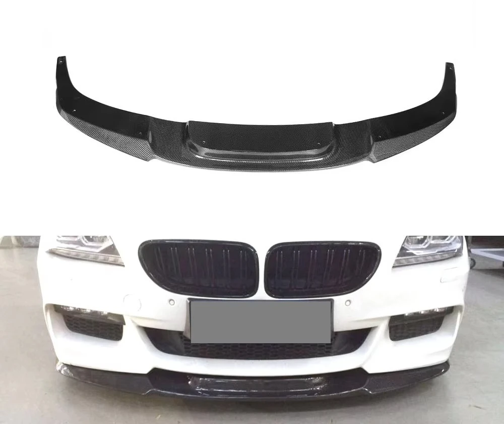 V Style Carbon Fiber F12 F13 Front Extention for  6 Series M Tech Bumper Lip 2014
