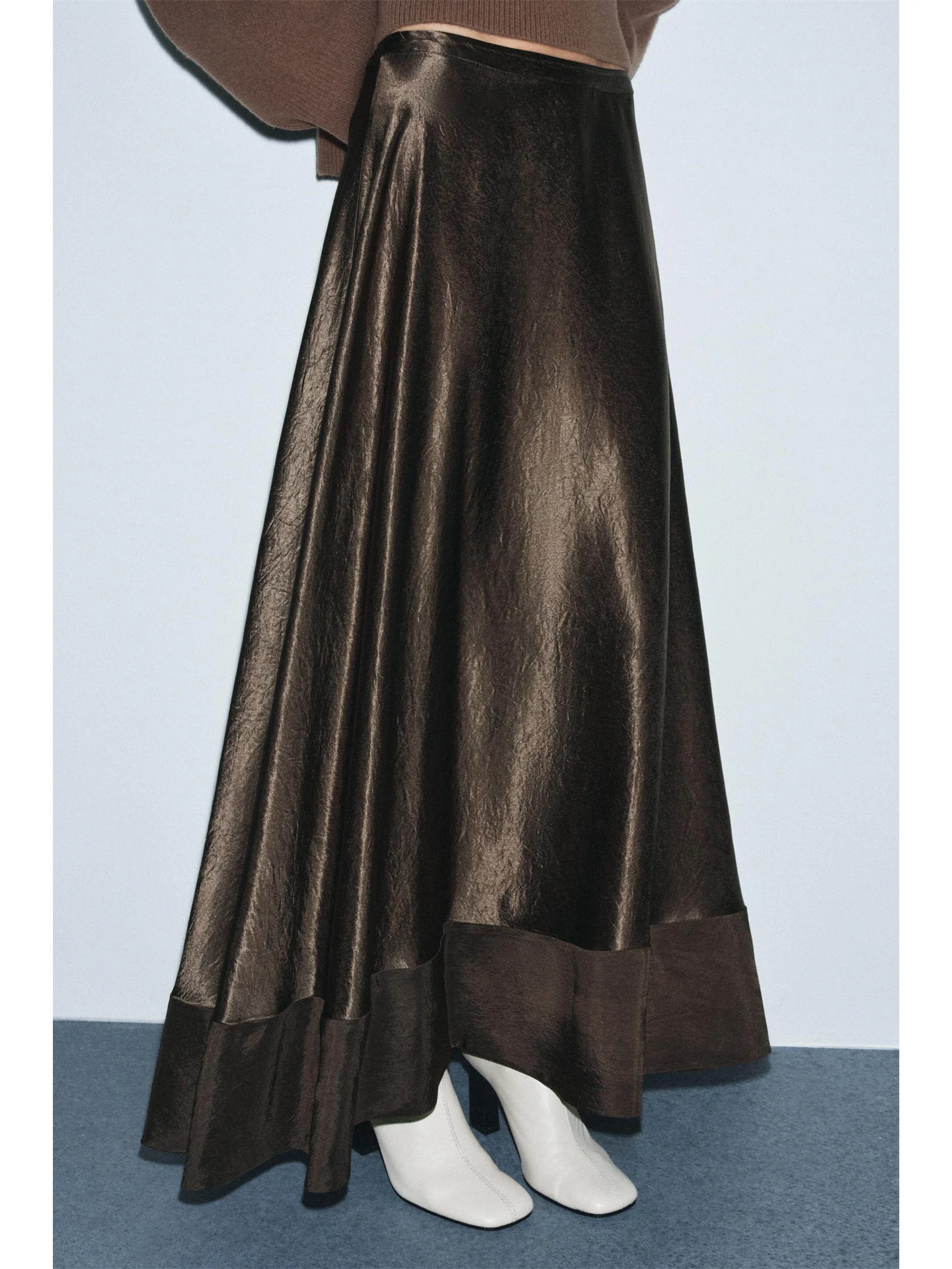 BANA Women's Long A-Line  Skirt Silk-Like Drapey Style Casual High Waist Polyester Fiber No Stretch City Commute Suitable
