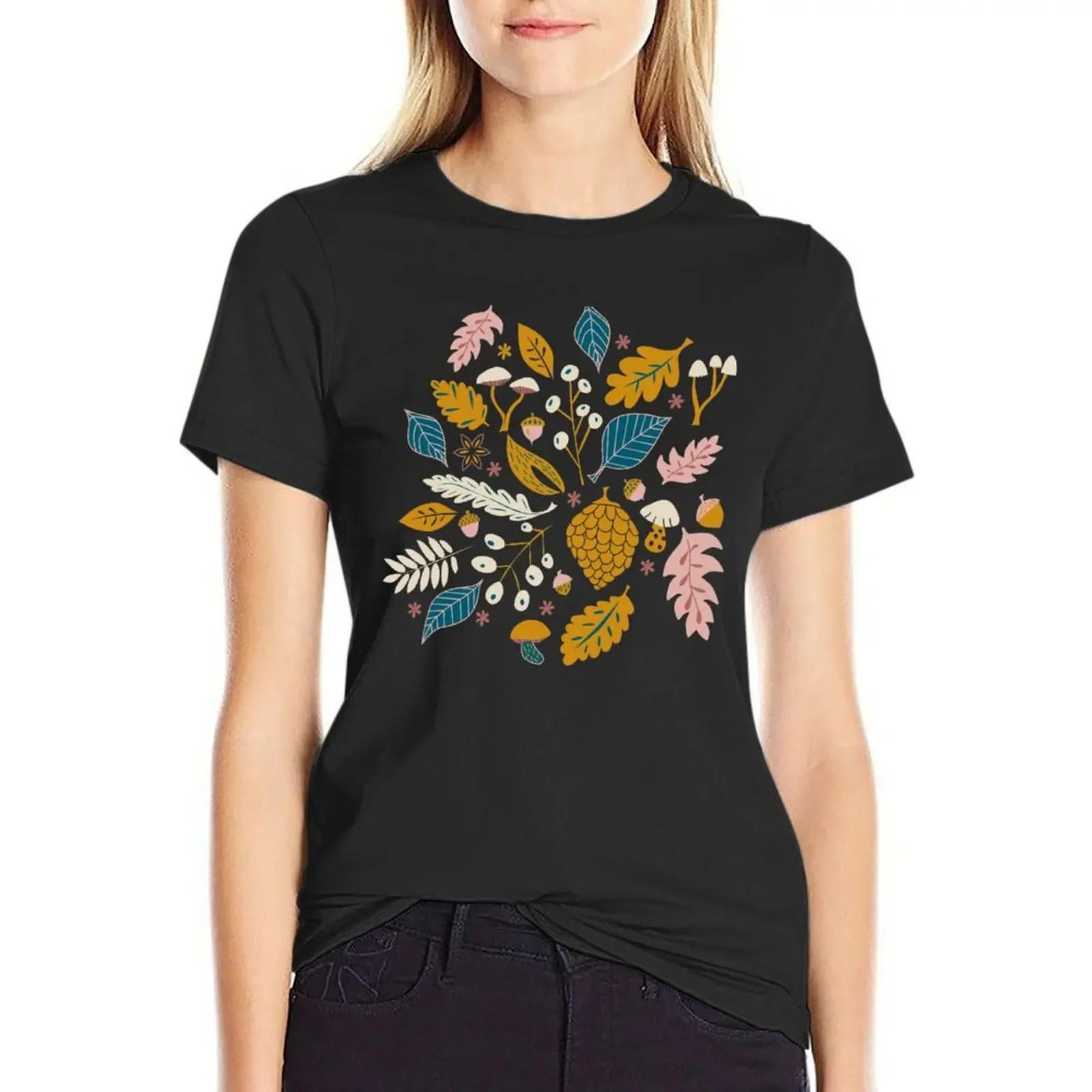 

Fall Foliage in Gold + Blue T-Shirt sublime female lady clothes animal prinfor t shirts for Womens