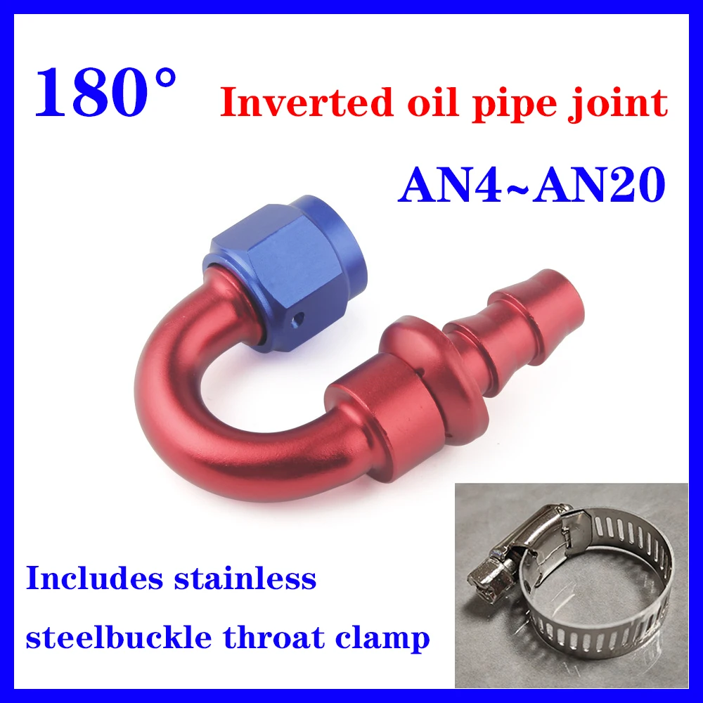 

Red Blue AN4 AN6 AN8 AN10 AN12 AN16 AN20 Push-on Hose End Fittings Fuel Oil Cooler Hose Fitting180 Degree Connection Adapter