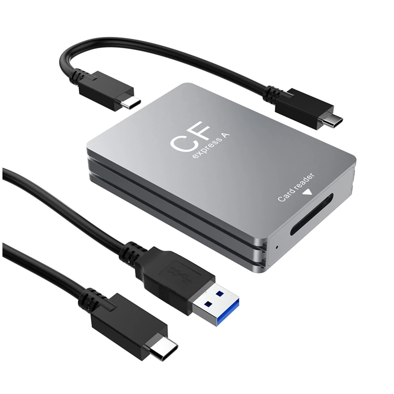 Cfexpress Type A Card Reader Silver-Gray Aluminium Alloy Cfexpress Card Reader With USB C To USB C/USB A Cable