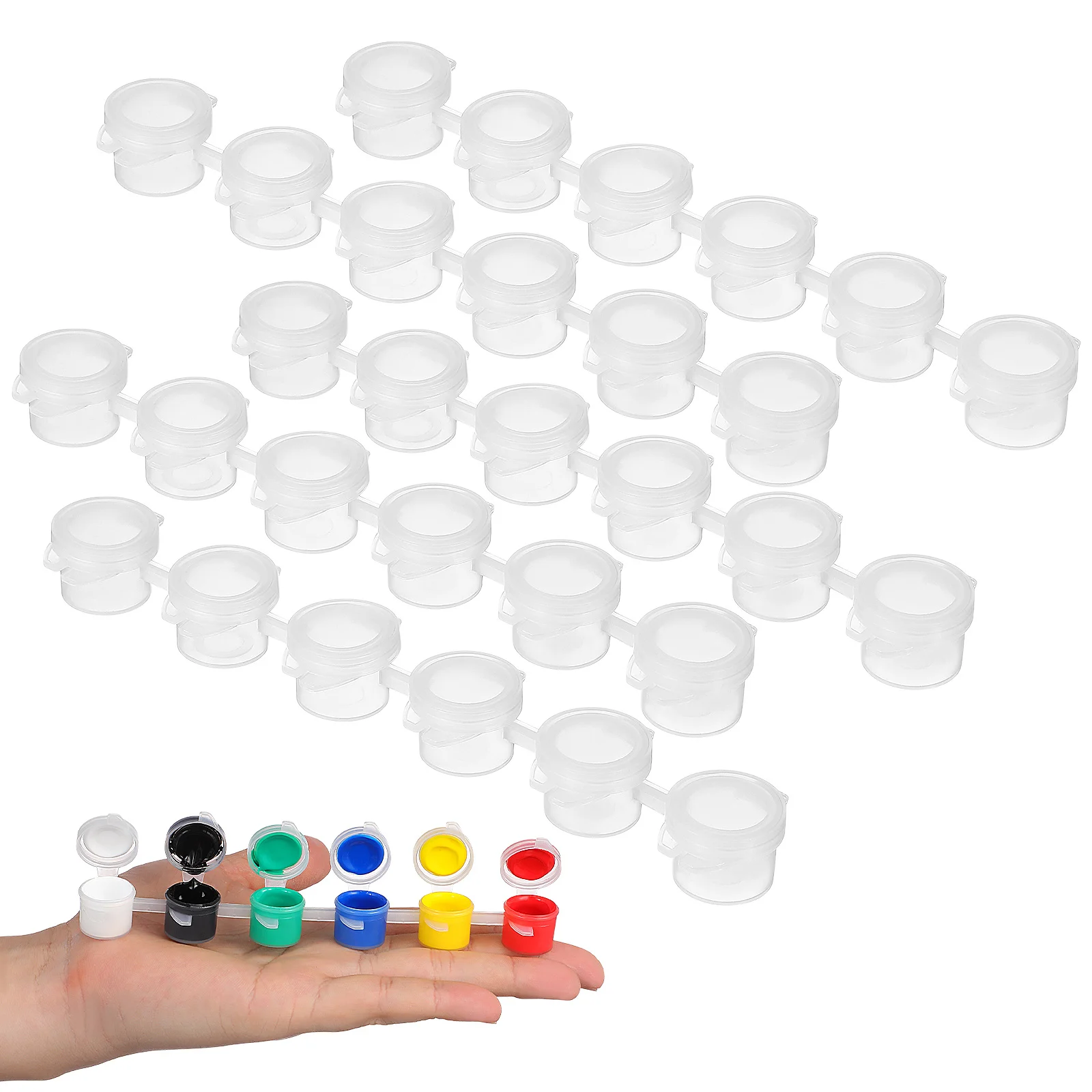 

30Pcs Paint Cup Pots Clear Empty Paint Strips Compact Storage Containers for Watercolor Painting Supplies Empty