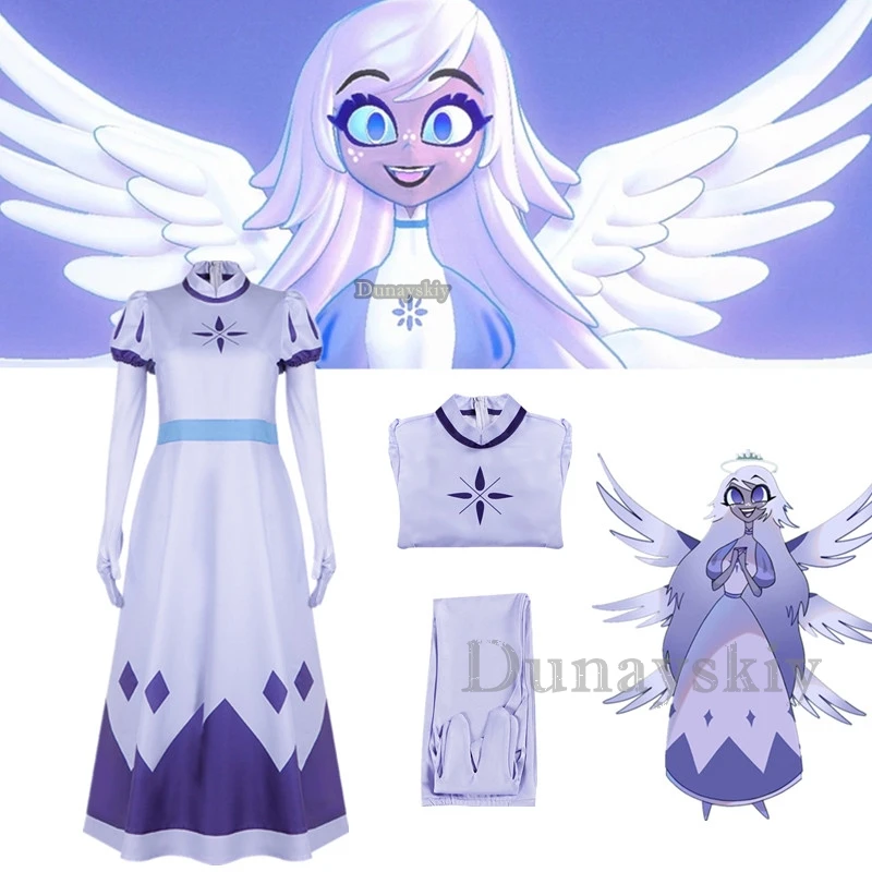 Fantasia Cosplay de Halloween para Mulher, Uniforme de Halloween, Terno Hasbin Hazubin, Vestido extravagante, Roupa, Anjo Emily Seraphim, Halo