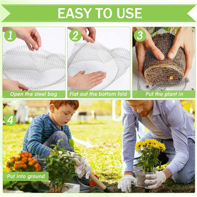 ABRW-Plant سلال حماية الجذر سلك سلة الخلد والفول سلال الأسلاك الشبكية لأواني الحديقة الجذر تحت الأرض دائم (12 قطعة، 3 Ga