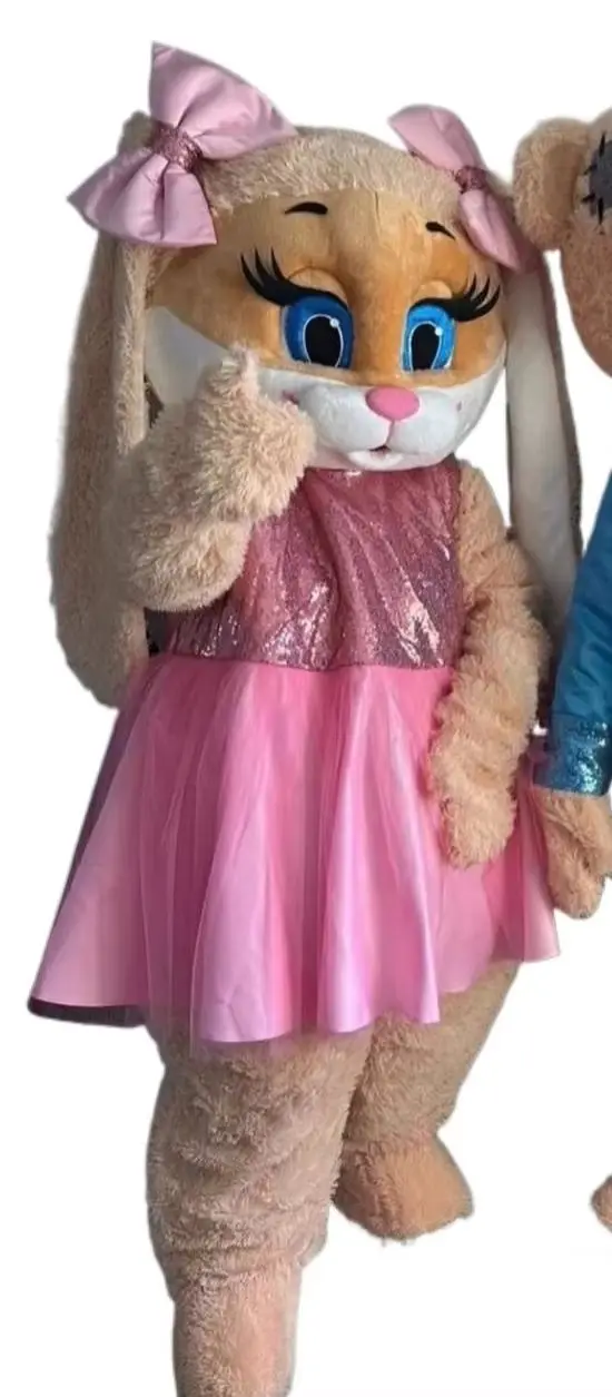 

Blue Tuxedo Velvet Teddy Brown Bear Mascot Costume Pink Dress Rabbit Cartoon Doll Clothes halloween Wedding Party Outfits