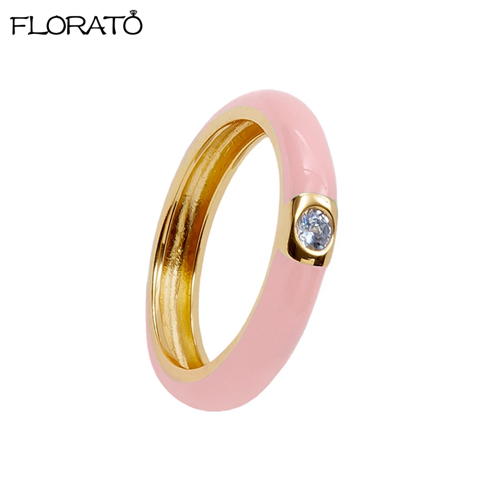 Women's Colorful Enamel Ring, 24K Gold Plated Candy Colors Gift