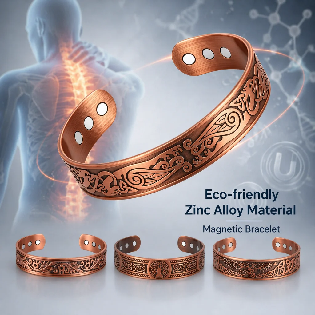 Vintage style open magnetic therapy bracelet magnetic bracelet