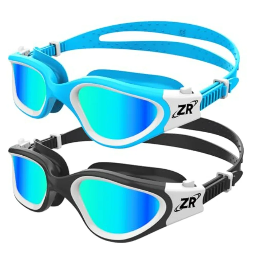 

swim goggles for pool and beach use, polycarbonate lens with UV protection, blue and pink color options, anti-fog and leak-proo
