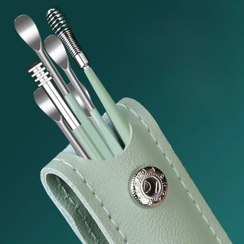 ملعقة منظف للأذن من الفولاذ المقاوم للصدأ ، مجموعة أدوات إزالة شمع الأذن ، مجموعة العناية بالطفل للبالغين