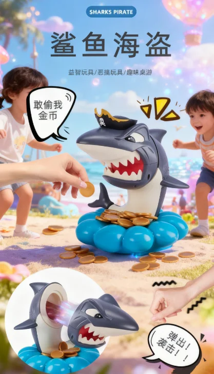 Pirate Shark Coin Grab Desktop Game: Parent-Child Interactive Tricky Toy for Kidstoys for kidsgifts for kids