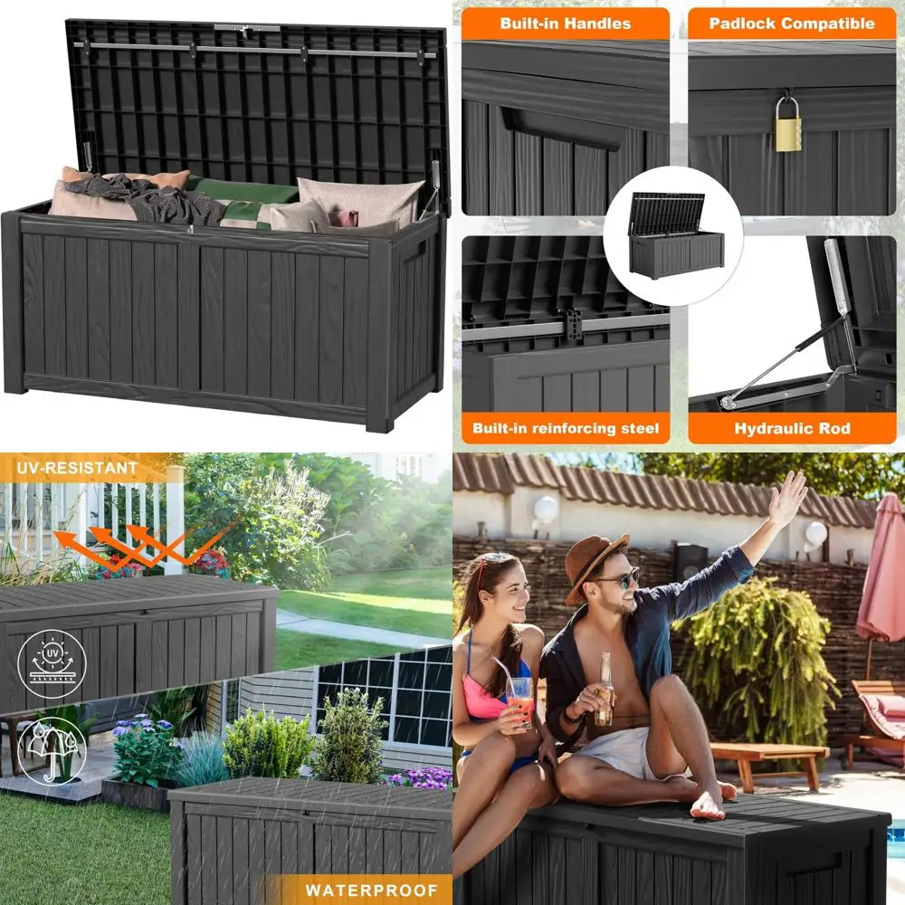 صندوق تخزين كبير خارجي - أثاث فناء سعة 120 جالونًا، وسادة، أداة حديقة، منظم إمداد حمام السباحة بسعة 660 رطلًا #1
