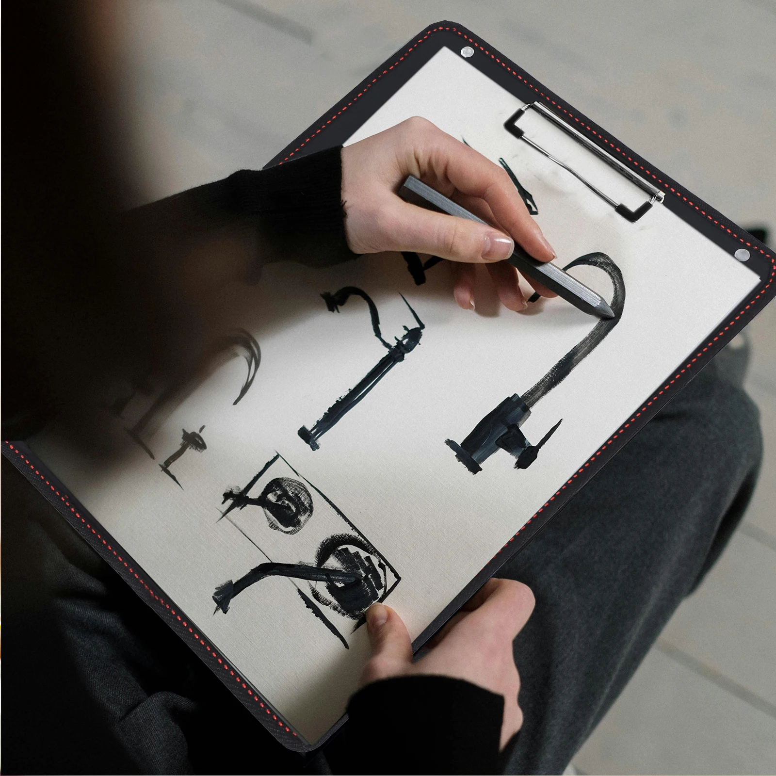 

Portable Drawing Board Art Sketch Pad for Kids Outdoor Painting Watercolor Black Tarpaulin Lightweight Compact Clipboards Sketch
