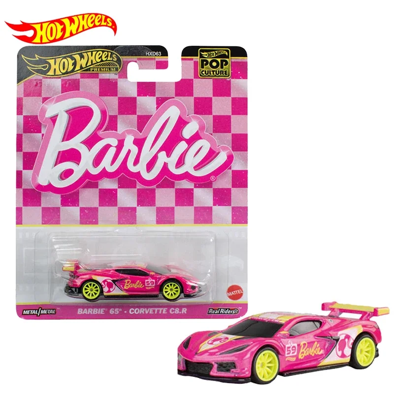 Original Hot Wheels Pop Culture Premium Model Car 1/64 Classic Pink 65th Anniversary Corvette C8.R Auto Girl Boy Toys Collection