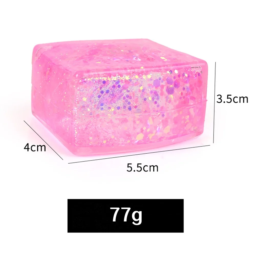 Glitter Ice Cubes Colorful Sensory Fidget Toys for Adults & Kids Fun Squeeze Ball Stress Relief Holiday Birthday Gifts