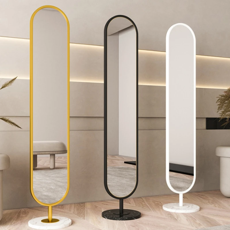 Full-body floor mirror household luxury bedroom ultra-narrow stereo mirror simple with storage rotatable mirror.