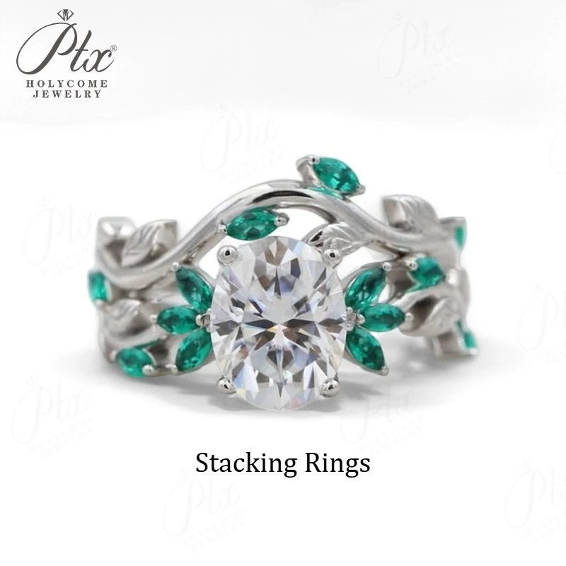 

Hot Sale Ring Moissanite Diamond 925 Sterling Silver Tree Branch Emerald Crystal Stackable Jewelry Gifts Charms Hypoallergenic