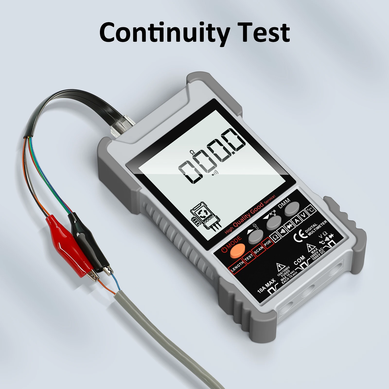 Testeur de câble réseau intelligent LCD et multimètre numérique, testeur de câble Ethernet multifonctionnel, testeur de tension PoE, port flash