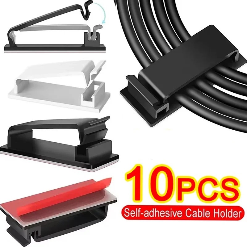 Cable Organizer Self Adhesive Cables Clips USB Data Cable Management Clamp For Home Office PC Cord Holder Charging Cable Winder