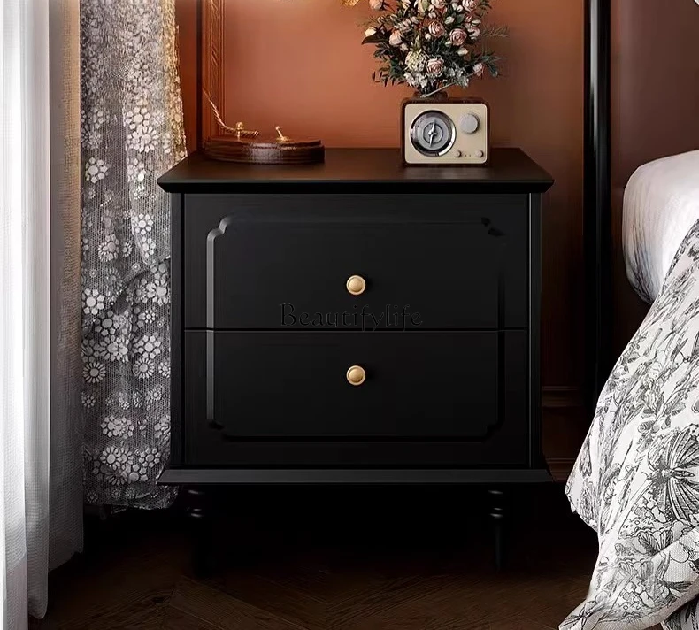 

American retro bedside table small medieval black locker