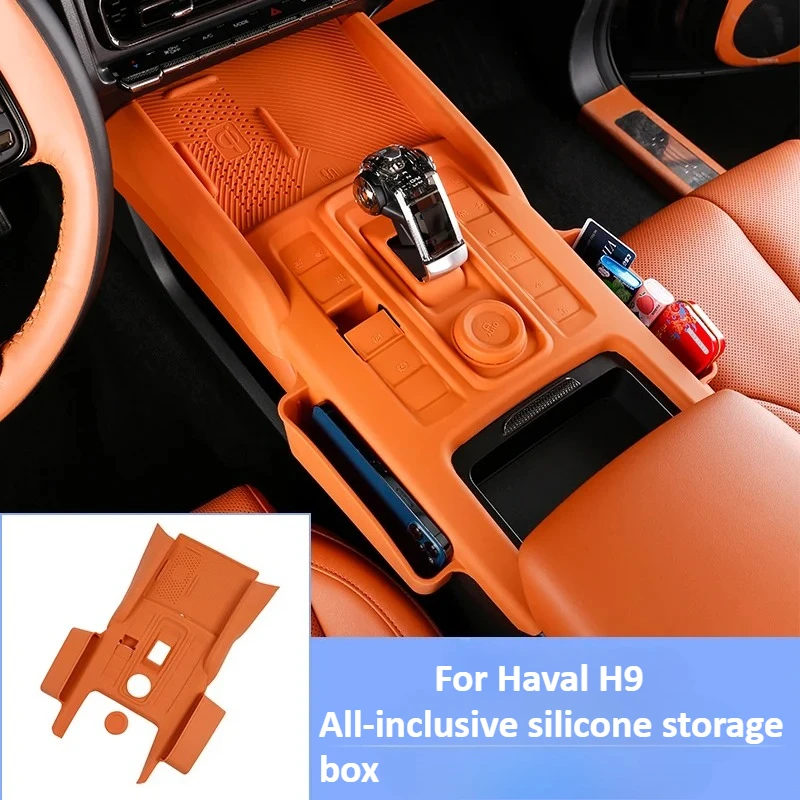 

For Great Wall Haval H9 2024 2025 Center Console Wireless Charging Silicone Pad with Storage Bag Gear Shift Panel Dust Cover