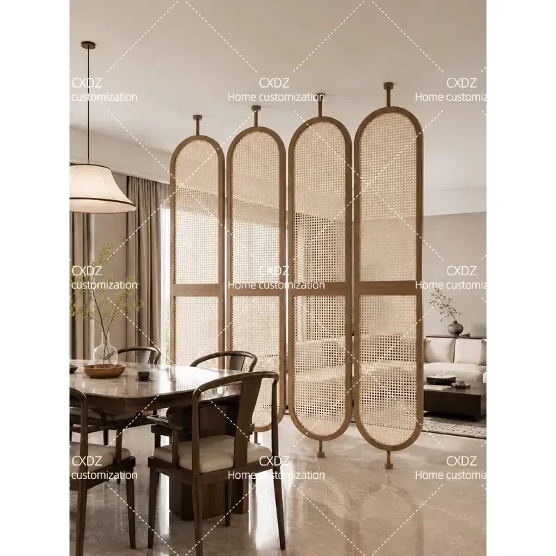 Song Style Zen Solid Wood Screen Partition Upright Rotatable Room Divider for Living Room Bedroom Entryway Home Decor Shelter
