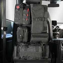 Car Seat Back Molle Organizer Tactical with 5 Molle Pouches Pocket Universal Vehicle Panel Protector Organizer Storage Bag Cover