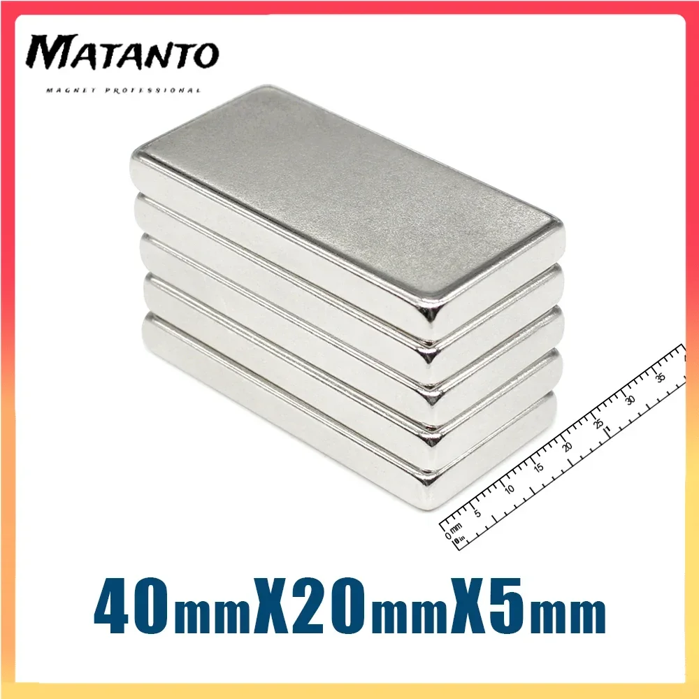 1/2/5/10PCS 40x20x5mm Quadrate Rare Earth Neodymium Magnet N35 Block Strong Powerful Magnets 40x20x5 Permanent Magnet