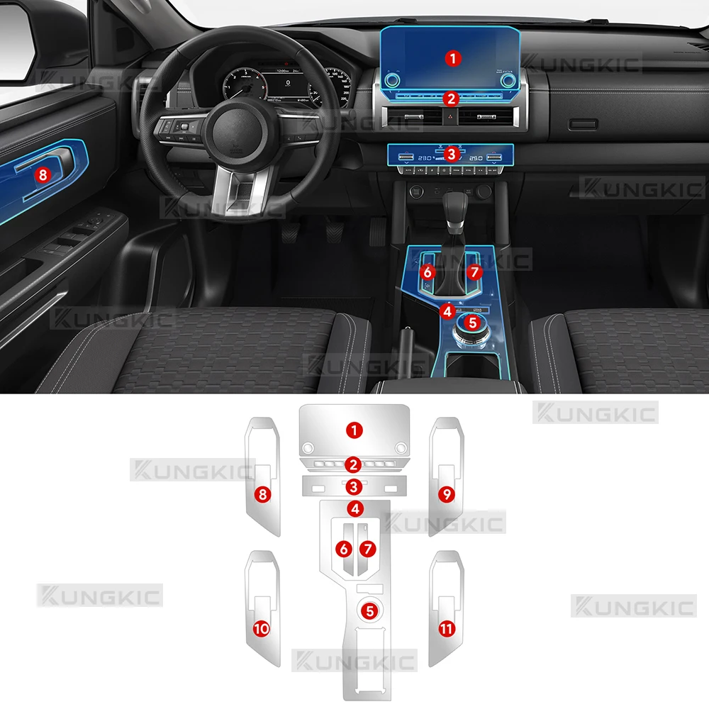 For MITSUBISHI L200 2025-UP Interior TPU Protective Film Cover Anti-Scratch Navigation Screen Automotive Gear Panel Film