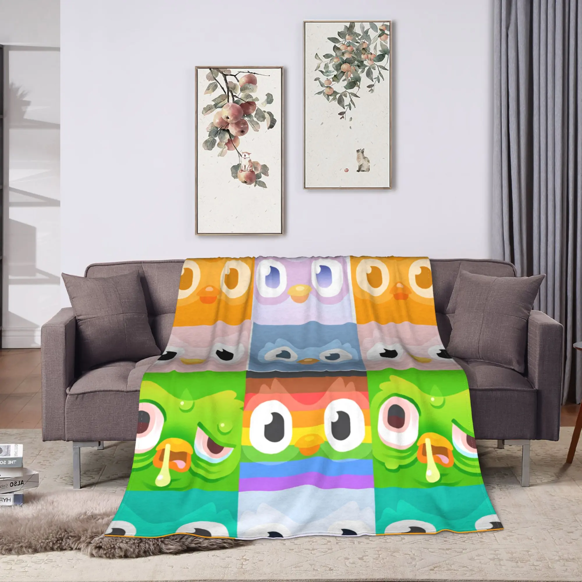 Duolingos Owl Duo Mug Funny Ceramic Blanket Quality Super Soft  Throw Blanket Winter Picnic Bedroom Graphic Bedspread