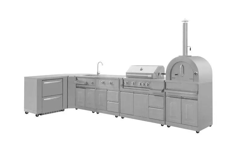 Hot Sales Custom304 Stainless Steel Outdoor Kitchen Island Patio Cooking Kitchen Grill Modular Storage Cabinet Outdoor Furniture
