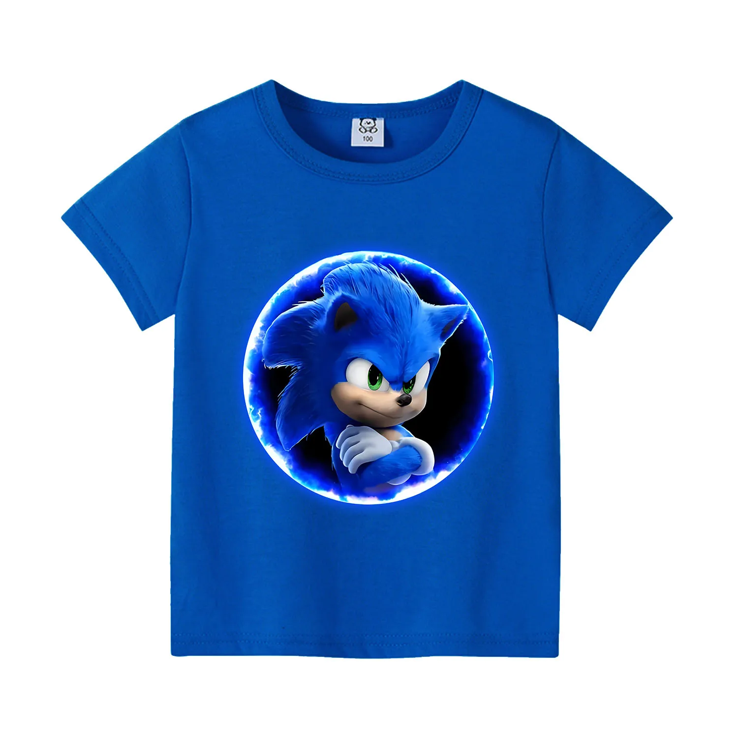 Sonic T-shirt for Children New Round Collar Clothing Colored Short Sleeve Cute Cartoon Clothes Fashion Sunmer Tee Top Kids Gift