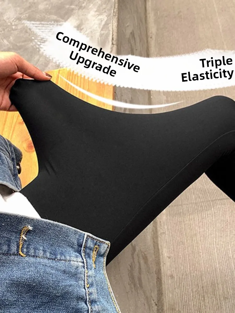 กางเกงโยคะเอวสูงผ้าทีนเนดอาร์ค สีเนื้อ สำหรับผู้หญิง ฤดูใบไม้ร่วง ฤดูหนาว บุซับใน กางเกงทรงเหลี่ยม 9 ส่วน กระชับรูปร่าง