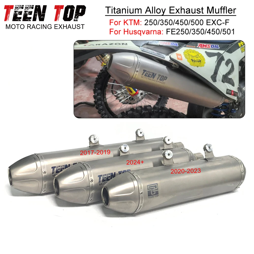 

For KTM 250/350/450/500 EXC-F Exhaust Muffler 17-19/20-23/2024+ Titanium Alloy Offroad Bike Exhaust Pipe Escape Tube