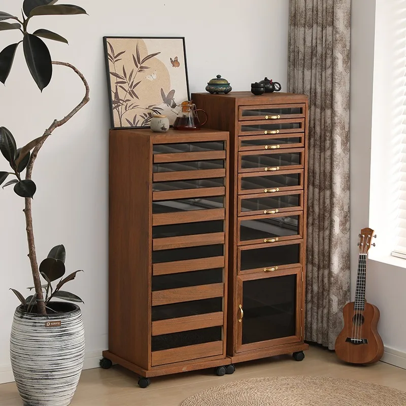 خزانة مساعدة للصدر من الخشب الصلب في العصور الوسطى، مجموعة متنقلة متعددة الطبقات، خزانة أسنان للتخزين #4