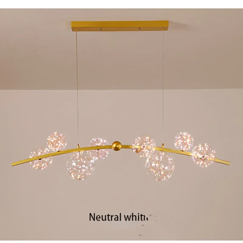 Dimming Chandelier Circle Lights Clear Glass Ball Ceiling Hanging Lamp Romantic Star Living Room Decor Led Lighting 220V