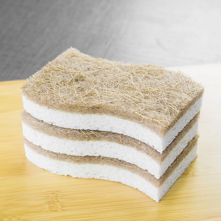 12/6pcs Natural Kitchen Sponge - Biodegradable compostable cellulose and coconut washing sponge, kitchen cleaning tool