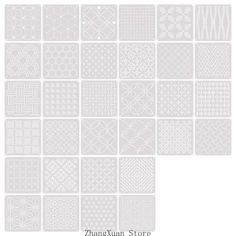 Geometrisches Nähanleitungsset, 13 x 13 PET-Stickanleitung für Nähprojekte, Stoffzeichnungen und Linienarbeiten für den – Detail 9