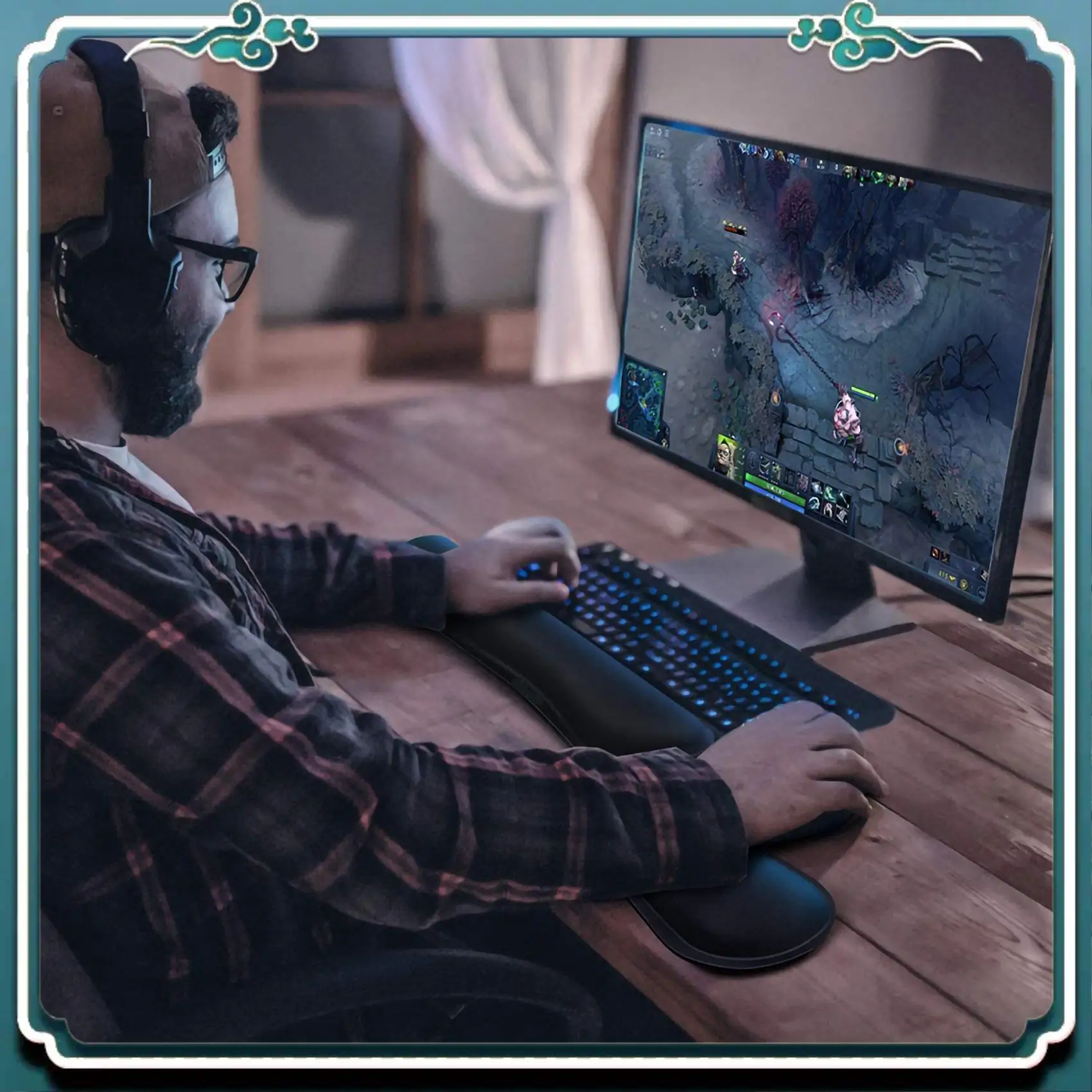 وسادة مسند معصم للوحة المفاتيح من إسفنج الذاكرة سهلة الاستخدام، ودعم وسادة معصم الماوس للمكتب، وخفيفة الوزن، باللون الأسود #2