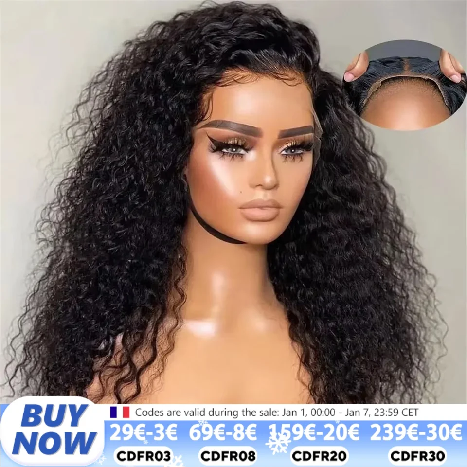 Deep Wave Glueless Wig 6x4 5x5 Pre-Cut Lace Wig 200% Pre-Plucked Natural Black Wear Go Glueless Curly Human Hair Wigs For Women