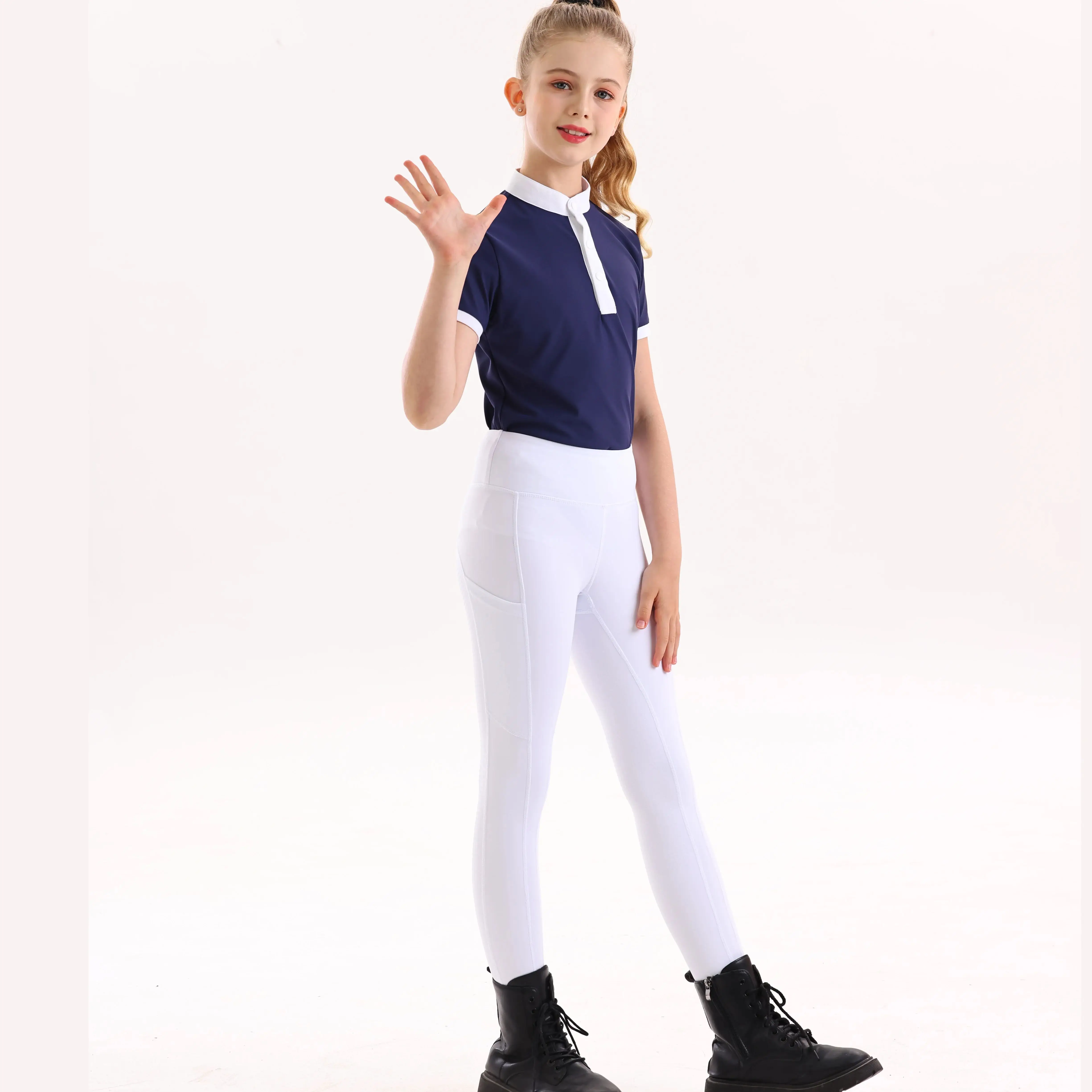 Summer children's equestrian pants high elasticity knitted children's horse riding pants full silicone