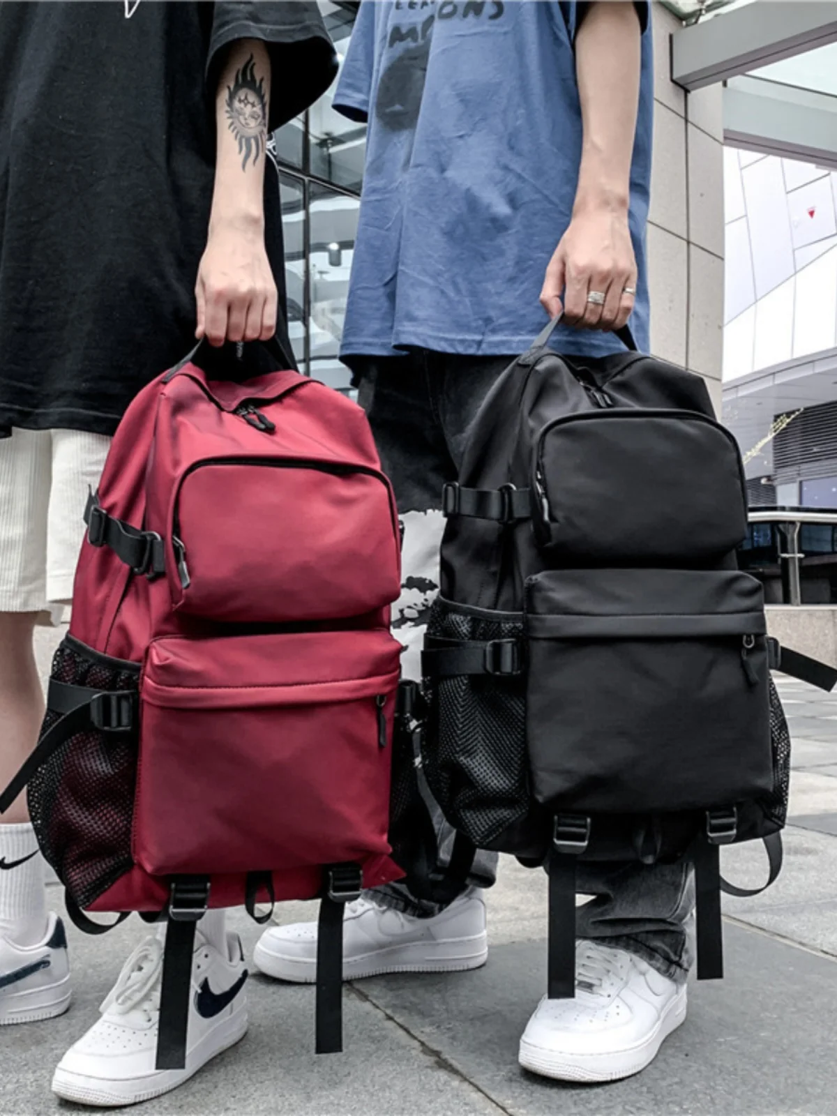 

Water-Resistant Large Capaci Men's Bapa Multi-ket Travel Bag School Bookbag Nylon Fabric Zipper Closure Modern Neutr...