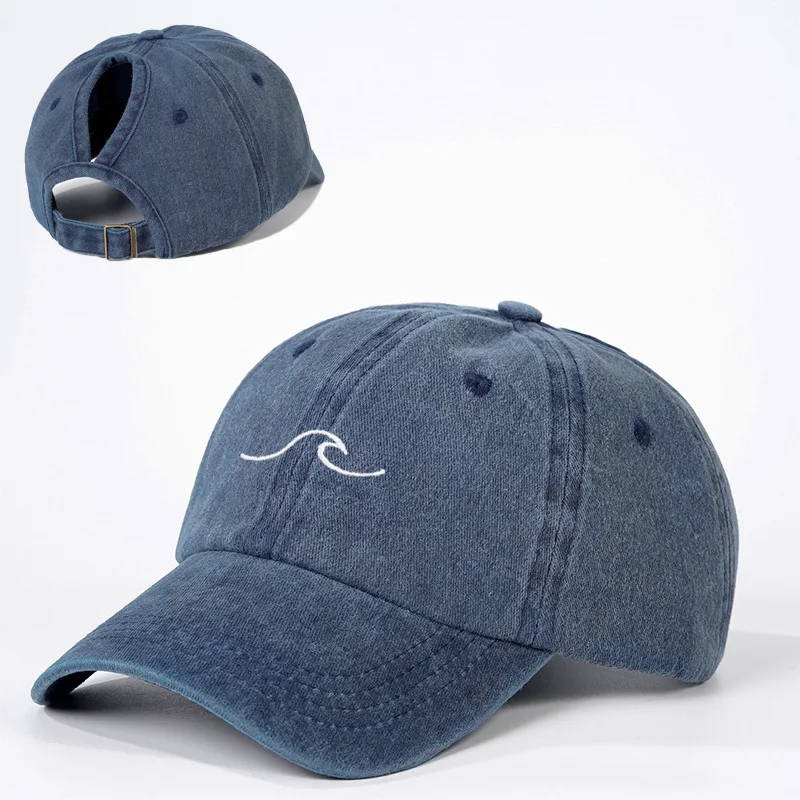 Pony Tail Caps Washed-Cotton Baseball Cap Vintage Adjustable Dad Hats Gift High Messy Bun Ponycap for Outdoor Sports