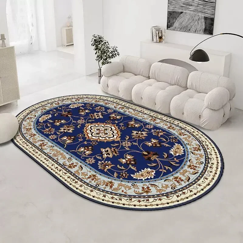 Vintage Distressed Persian Living Room Area Carpet Stadium Shape Oval Mats Anti-slip Washable Rugs Bedroom Mat Ковер В Гостиную