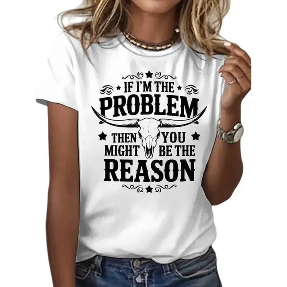 Men's Casual Pure Cotton Streetwear T-Shirt - Longhorn Skull Slogan Graphic, Relaxed Fit Short Sleeve Menswear Top, Breathable All-Season Wear, Tshirt, Breathable Fabric, Round Neck, Print Artwork, All Seasons, Shortsleeve, Advanced Printing, Graphic Prin