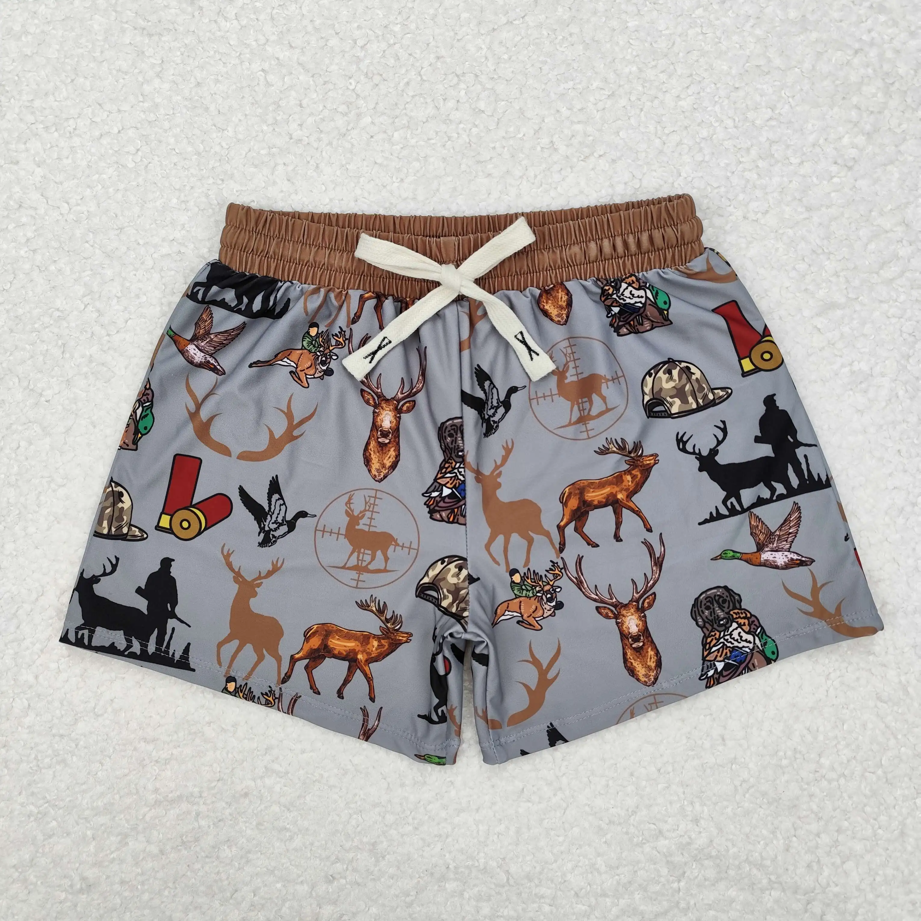 Dog Duck Deer Hunting Print Boys Summer Swim Trunks RTS Wholesale Baby Boy Summer Swimwear Fashion High Quality Boutique Shorts